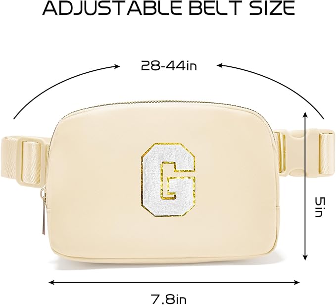 Gitus Birthday Gifts for 8 9 10 11 12 13 Year Old Girls Personalized Fanny Pack Crossbody Bags with Initial Letter Patch Belt Bag for Teen Girls Cute Trendy Stuff Travel Essentials (Beige-G)