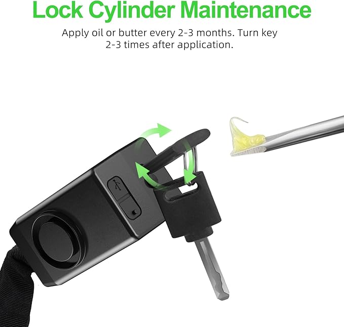 110db Bike Chain Lock with Alarm, 4ft Biycle Lock with Anti-Theft Alarm, Heavy Duty Anti Theft Security Cycling Chain Locks Suitable for Scooter, Bicycle, Motorcycle, Gate