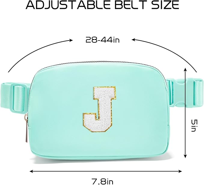 Gitus Birthday Gifts for 8 9 10 11 12 13 Year Old Girls Personalized Fanny Pack Crossbody Bags with Initial Letter Patch Belt Bag for Teen Girls Cute Trendy Stuff Travel Essentials (Mint Green-J)
