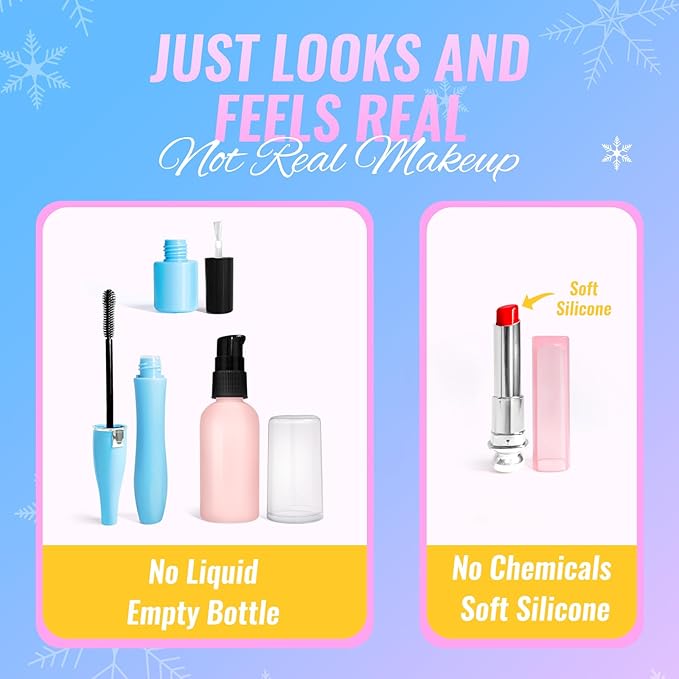 INNOCHEER Pretend Makeup for Toddlers, Fake Play Makeup for Little Girls, Frozen Toy Makeup Set for Girls, Birthday Christmas Princess Gifts Toddler Girl Toys Age 3 4 5 6 7 8 (Not Real Makeup)