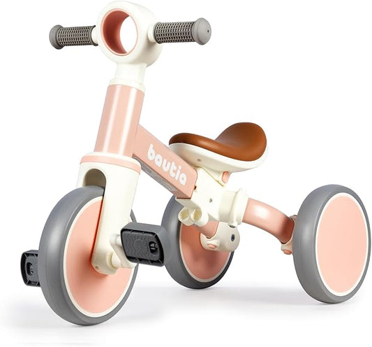 Tricycle for Toddlers 1-3, 4 in 1 Baby Balance Bike 1 2 Year Old Boy Girl Gift, Kids Bicycle Toy with Removable Pedals