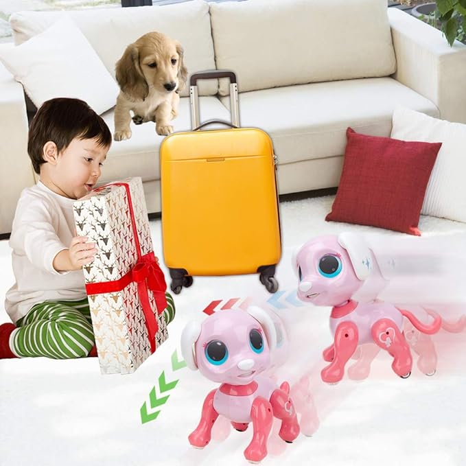 BIRANCO. Remote Control Dog Gesture Sensing - Smart Puppy Pink Toy Robot Pet Walks Barks Interactive with Toddler, STEM Play, Best Christmas Holiday Birthday Gifts for 3 4 5 6 7 8 Years Old Girl