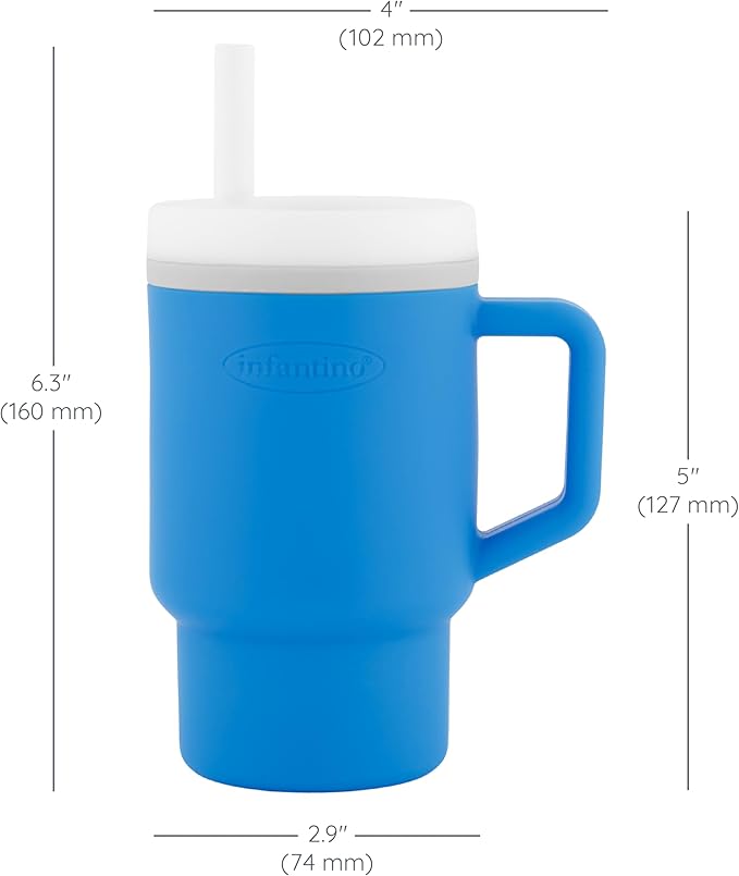 Infantino My 1st Tumbler, Silicone Sippy Cup with Straw & Handle, Spill-Resistant Baby Cup for On-the-Go, BPA-Free Transition Bottle