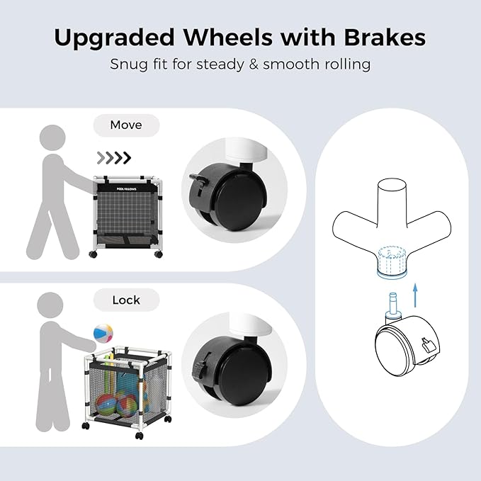 Pool Storage Bin, 105 Gallons, Holder for Noodles, Toys, Floats, Towels, Mesh Organizer for Swimming Equipments, Basic Pro Style
