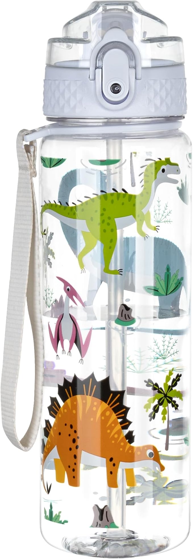 OLDLEY 17oz Kids Water Bottle for school Girls Boys, Water Bottle With Silicone Straw, Leak-Proof Tritan BPA-Free, Reusable water bottles for kids, Dinosaur