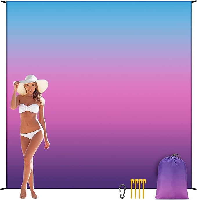 Beach Blanket Waterproof Sandproof Beach Mat 79" X 83"/10'x9'for 2-8 Adults Quick Drying Outdoor Picnic Mat Beach Accessories for Travel, Camping, Hiking