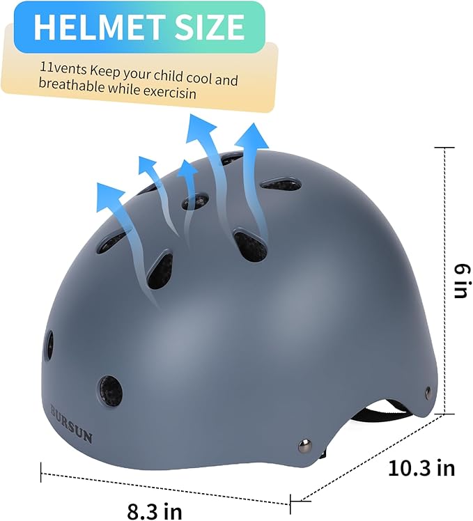 BURSUN Kids Bike Helmet Ventilation & Adjustable Toddler Helmet for Ages 2-14 Kids Boys Girls Multi-Sport Helmet for Skateboard Roller Skateing Bicycle Scooter blance Bike