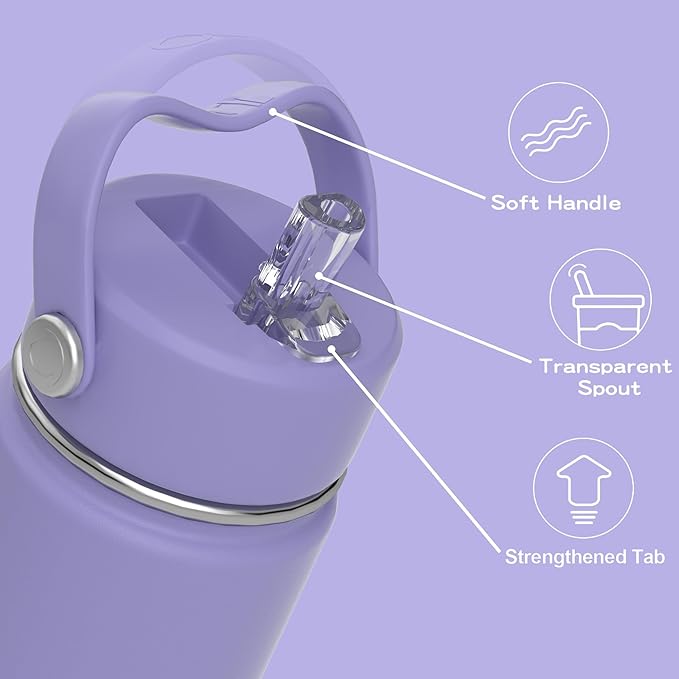 OISIZ 18oz Kids Water Bottle with Straw Lid, Vacuum Insulated Water Bottle 316 Stainless Steel Bottles for Kids for School, Leakproof Water cups, BPA Free and Keep Cold for 24 Hours,Easy to Clean