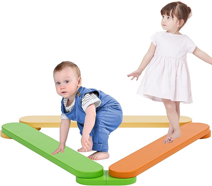 BlueWood Balance Beam for Kids 3-5, Toddler Sensory Wooden Toys and Stepping Stones, Build Coordination Gymnastics Obstacle Motor Skill for Kid