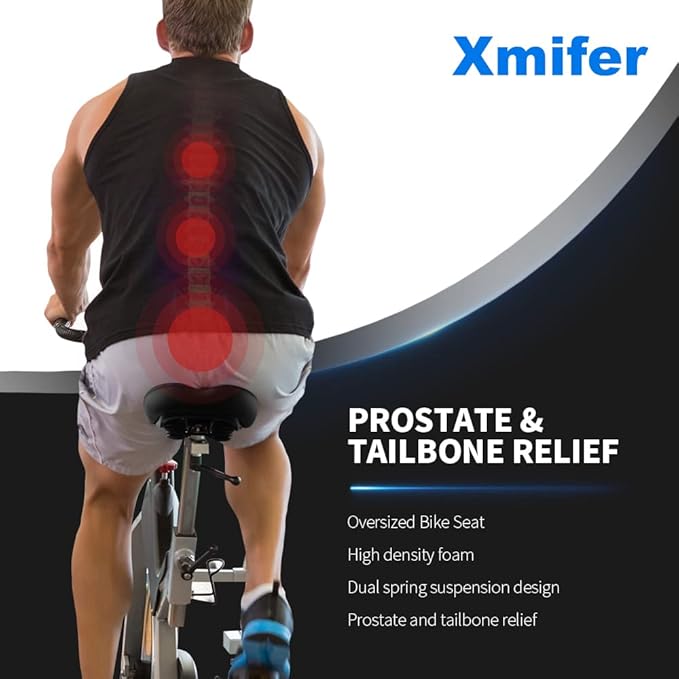 Xmifer Oversized Bike Seat, Comfortable Bike Seat - Universal Replacement Bicycle Saddle - Waterproof Leather Bicycle Seat with Extra Padded Memory Foam - Bicycle Seat for Men/Women