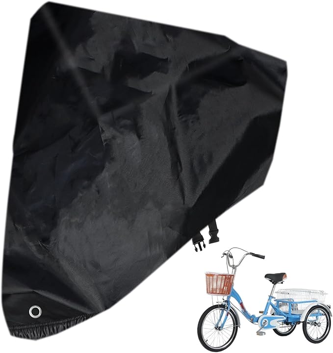 Klmnop Adult Tricycle Cover, Waterproof Electric Tricycle Cover for Outdoor Storage Dustproof Windproof Trike Cover(Black)