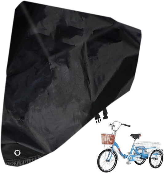 Klmnop Adult Tricycle Cover, Waterproof Electric Tricycle Cover for Outdoor Storage Dustproof Windproof Trike Cover(Black)