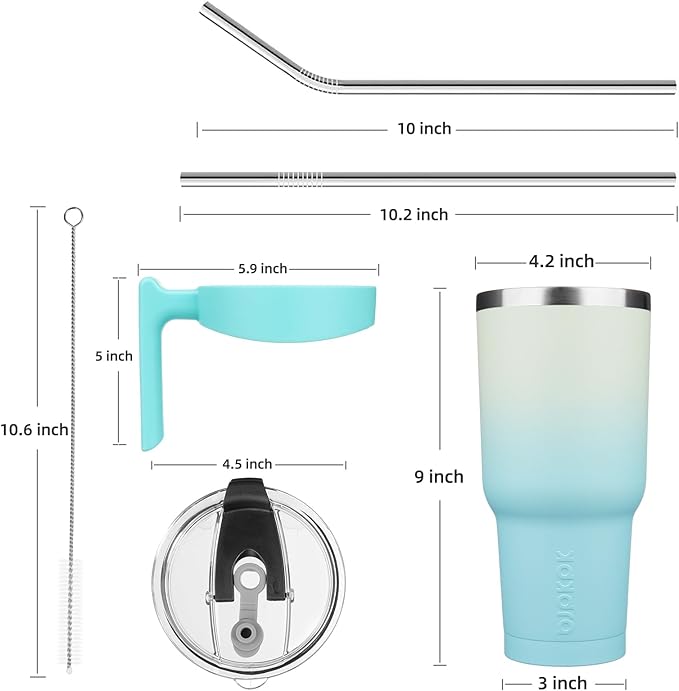 BJPKPK 40 oz Stainless Steel Insulated Tumbler Cups With Handle And Straw And Lid,Mint