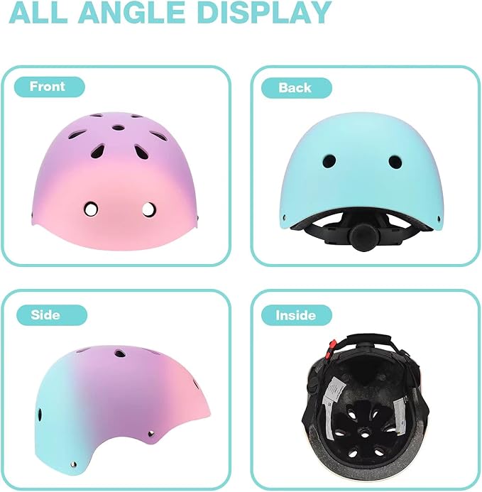 Color Gradient Adjustable Kids Bike Helmet Toddler Helmets for 3-5-8-14 Years Kids Girls Boys Youth Bicycle Helmet for Scooter Balance Bike Roller Skating Skateboard
