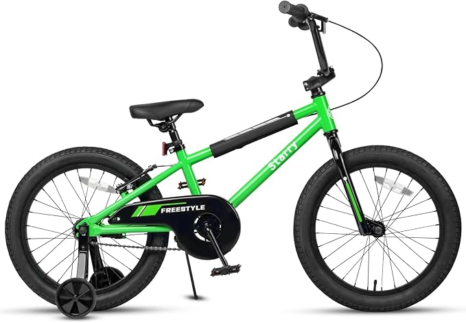 12 14 16 18 Inch Kids Bike BMX Style Bicycle with Training Wheels Coaster Brake for 2-10 Years Old Toddlers Boys Girls Multiple Colors