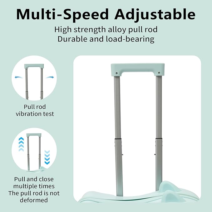 18 inch Children's Ride On Trolley, Kids Ride On Luggage with Universal Wheel, Kids Ride-On Suitcase, Waterproof Unisex Boys Girls Travel Suitcase (Mint Green)