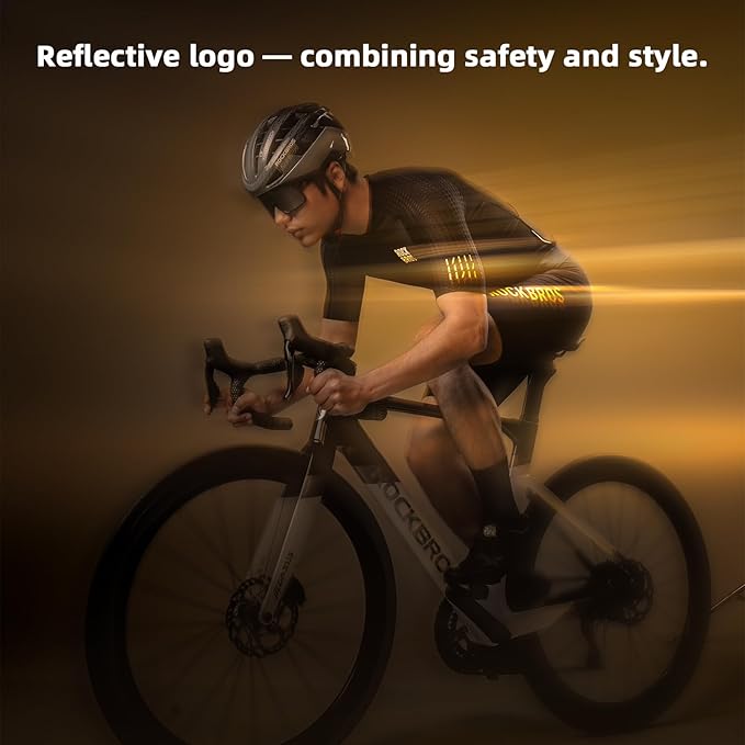 ROCKBROS Men's Cycling Jersey Short Sleeve Road Bike Shirt Zipper Pocket Quick Dry Bicycle Jersey