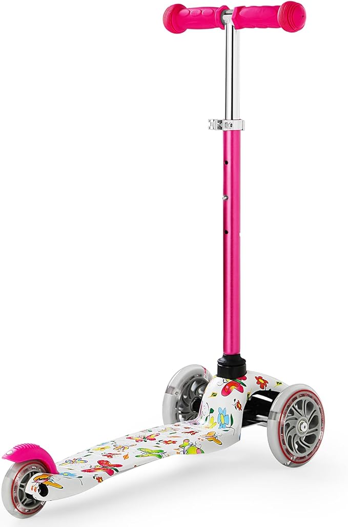 Kids Scooter, Children and Toddler 3 Wheel Kick Scooter for Boys & Girls Ages 2-5, LED Lighted Wheels and 3 Adjustable Height Handlebars, Lean-to-Steer