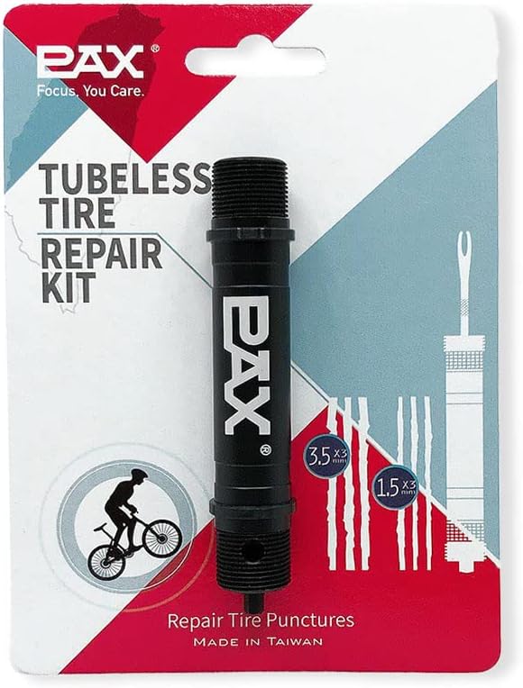 PAX Black Mountain Bike Tubeless Tire Repair Plug Kit, Xmas Gift for Biker, Plus 4mm Hex Key for Emergency Bicycle Repair Kit, Fix Road Bicycle Tire Flat Punctures
