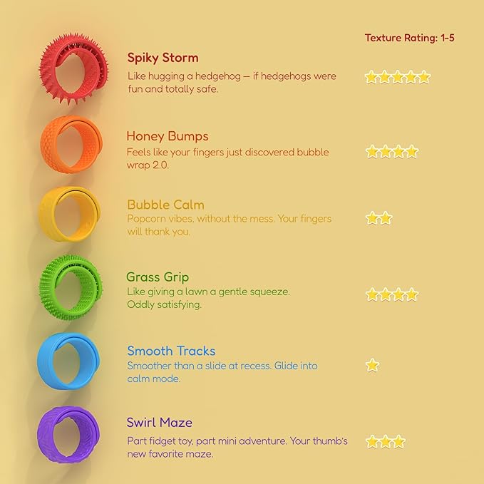 6-Pack Sensory Stretchy Fidget Toys for Kids - Stress Relief Toys for Anxiety, ADHD, Autism Special Needs, Sensory Slap Bracelet for Toddlers Boys Girls Adults, Ideal Christmas Stocking Stuffers