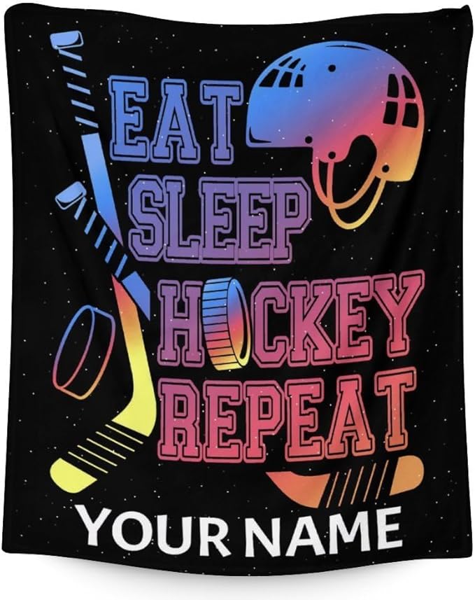 Personalized Kids Blankets for Girls - Hockey Gifts - Custom Boys Blanket for Team Player - 40"x50" Soft Fleece Throws for Couch, Office