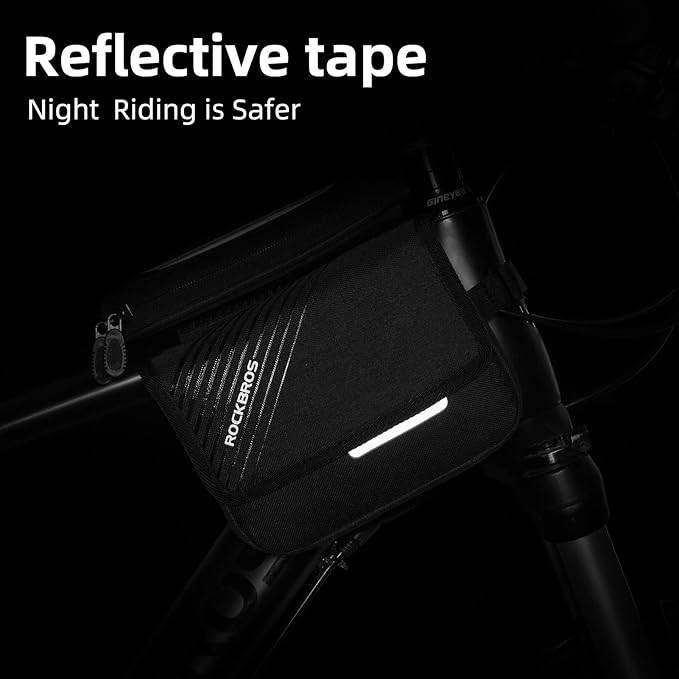 ROCKBROS Bike Frame Bag, Waterproof Top Tube Bike Bag, Large Storage Touch Screen Bike Cell Phone Holder Suitable for iphone X,11,12,13,14 Below 6.4"