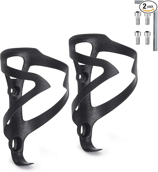 KABON Bike Water Bottle Holder, Lightweight 3K Carbon Fiber Bicycle Drink Water Bottle Cages for Road Mountain Bike Cycling Accessories - Pack of 2