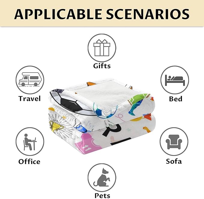 Personalized Soccer Blanket for Soccer Lovers - 60x80 Inches Twin Size - Soft Fuzzy Cozy Throws Gifts for Team Players - Colorful Sports Throw Blanket for Couch, Living Room & Bed