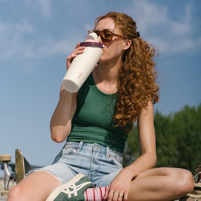 Owala FreeSip Sway Insulated Stainless Steel Water Bottle with Two-Way Spout, Built-In Straw and Bucket Handle, Made for Travel, School, and Sports, 40oz, BPA Free, Leak Proof, Daybreak