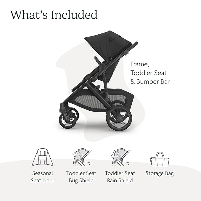 UPPAbaby Vista V3 Stroller - Full-Size Single-to-Double Stroller System - Toddler Seat, Bug Shield, Rain Shield, and Storage Bag Included - Jake (Charcoal/Carbon Frame/Black Leather)