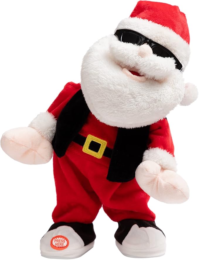 HollyHOME Animated Santa Claus Plush Christmas Singing Dancing Santa Claus Doll Xmas Musical Toy Gift for Kids 14 inch