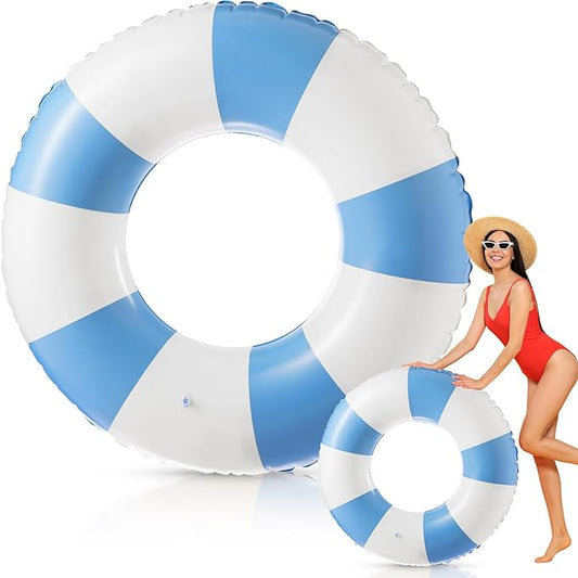 47.24 Inch Swimming Ring Jumbo Pool Floats Striped Pool Rings Inflatable Tube for Adult Swimming Summer Beach Bachelorette Wedding Party Decor