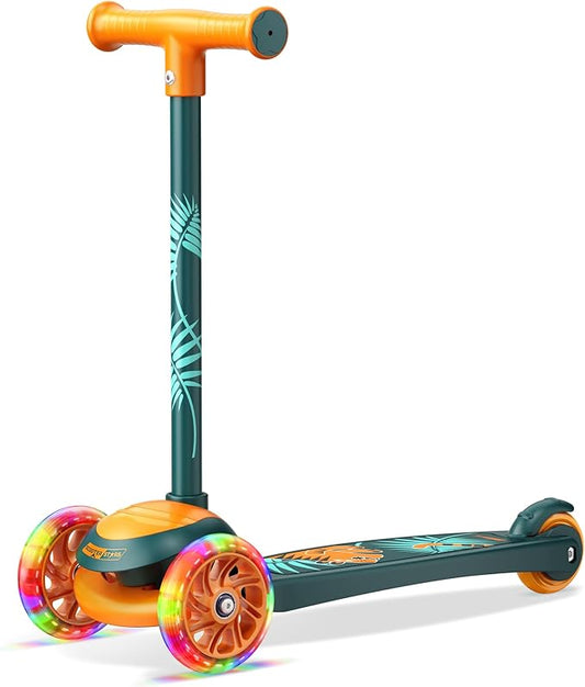 3 Wheel Scooter for Kids, Smooth Light Up LED Front Wheels, Wide Anti Slip Deck, Rear Foot Brake, Easy Lean to Steer Maneuvering, Indoor & Outdoor Ride On Toys for Ages 2 Up