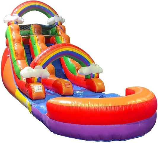 Inflatable Water Slides for Kids - Backyard Inflatable Water Slides with Splash Pool - Rainbow Cloud Slide Complete with Blower, and Stakes - 25.5' x 9' - 15' Tall Slide