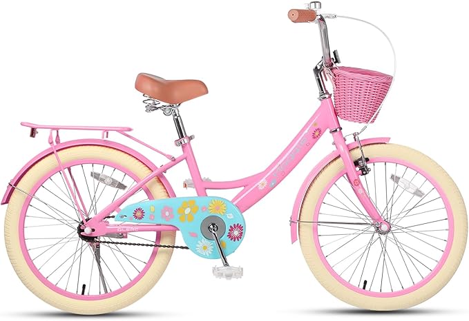 Glerc Maggie Girls Bike, 12-20 Inch Kids Bike for 2-13 Years Old Children, Princess Style Kids Bicycle with Doll-Seat & Basket & Training Wheels, Multiple Colors
