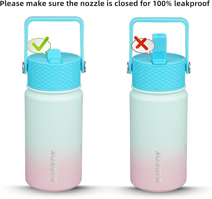 BJPKPK Insulated Water Bottle with Straw Lid, 15 oz Stainless Steel Metal Water Bottles, Reusable Leak Proof BPA Free Thermo, Flask, Cups - Marshmallow