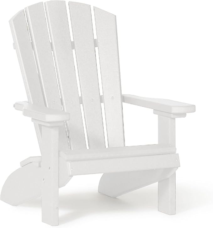 DutchCrafters Poly Kids Adirondack Chair, Outdoor Chair for Kids Ages 3–8, Durable Child-Sized Patio Seating for Camping and Backyard Play - Amish Made in USA (White)