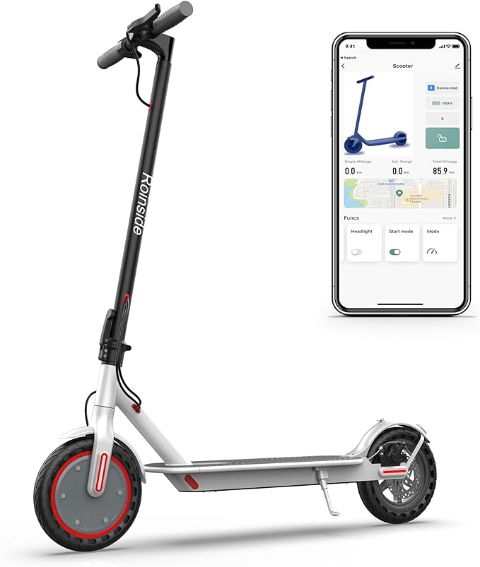Electric Scooter - 8.5"/10'' Solid Tires, 350W/500W Motor, Up to 19-22MPH and 21-24Miles Long-Range Portable Commuting Scooter for Adults with Double Braking System and App