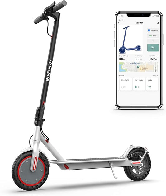 Electric Scooter - 8.5"/10'' Solid Tires, 350W/500W Motor, Up to 19-22MPH and 21-24Miles Long-Range Portable Commuting Scooter for Adults with Double Braking System and App