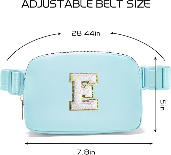 Gitus Birthday Gifts for 8 9 10 11 12 13 Year Old Girls Personalized Fanny Pack Crossbody Bags with Initial Letter Patch Belt Bag for Teen Girls Cute Trendy Stuff Travel Essentials (Icingblue-E)