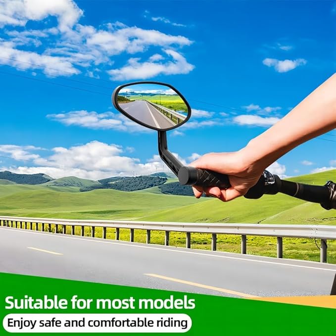 RBRL Bike Mirror Bar End Bike Mirror, Rotatable Bicycle Mirror, Automotive Grade Glass Bike Side Mirrors, Scratch Resistant E-Bike Universal Rearview Mirrors for Mountain bike (Left)