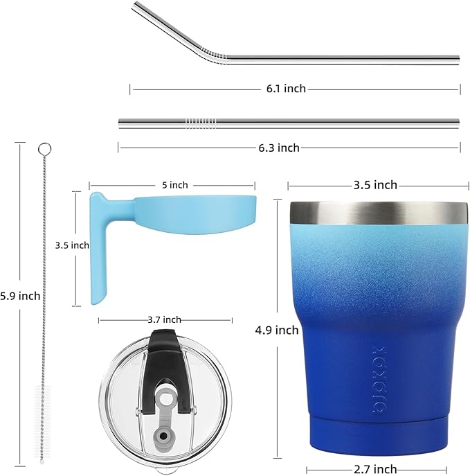 BJPKPK 10oz Tumbler With Handle Stainless Steel Insulated Tumbler Cups With Lid And Straw For Home, Office or Car,Sky