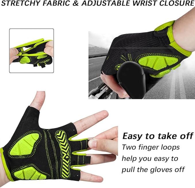 MOREOK Cycling Gloves Bike Gloves for Men/Women-[5MM Gel Pad] Half Finger Bicycle Biking Gloves for Cycling/Weight Lifting/Gym/Motorcycle/Outdoor Sports