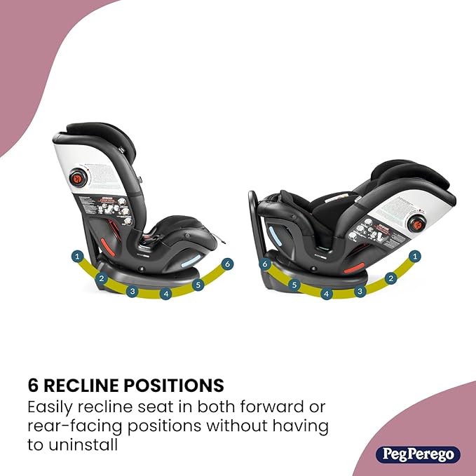 Peg Perego Primo Viaggio All-in-One Convertible Car Seat – Newborn to 10+ Years – 5-120 lbs – Height Adjustable & Slim, 100% FR-Free, Made in Italy, Crystal Black (Black)