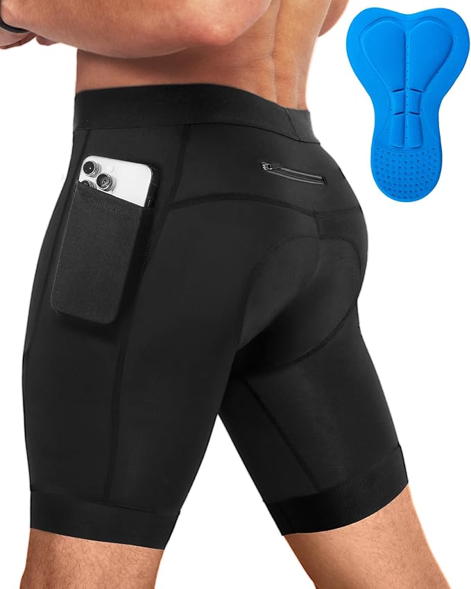 Niksa Men's Performance Cycling Shorts with 3D Pad, Road and Mountain Breathable Quick-Dry with 3 Pockets Bike Shorts