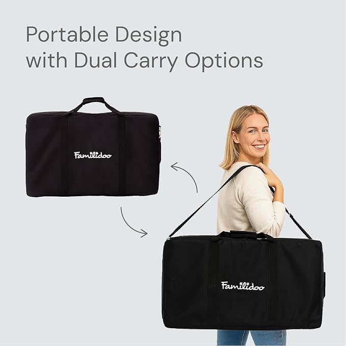 Familidoo Q1 Multi-Use Kids Wagon Stroller with Travel Bag – Foldable, Lightweight, All-Terrain for Kids & Pets – 5-Point Harness, Rain Cover, Compact Travel Design, Up to 132 lbs (Sage Green)