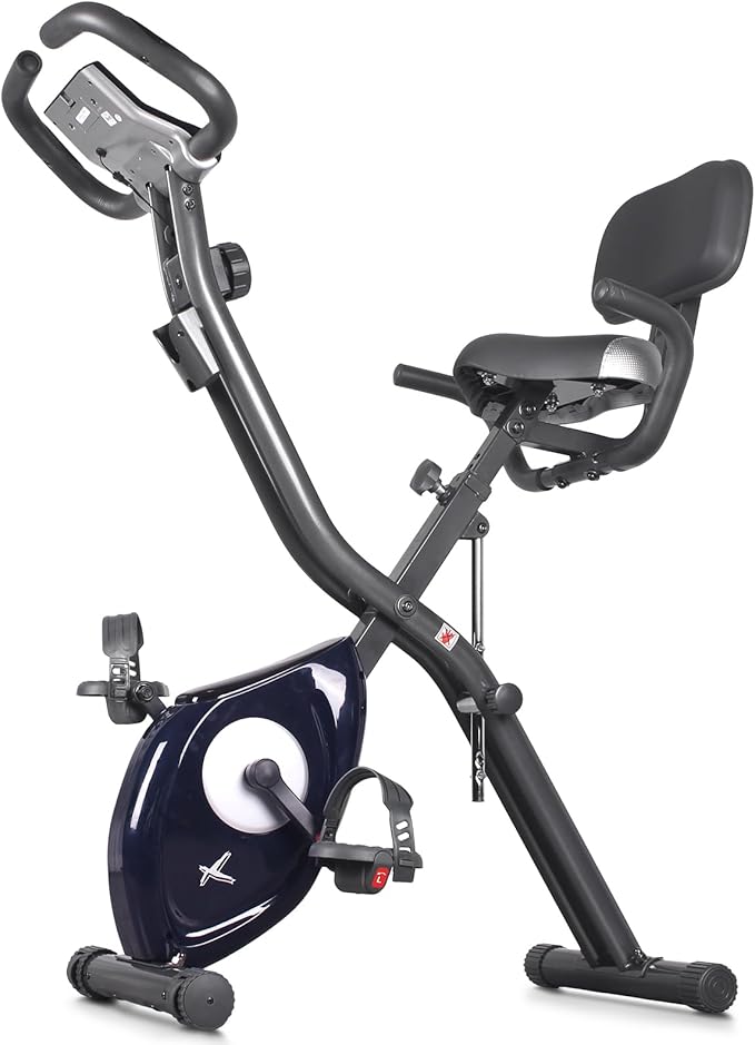 leikefitness LEIKE X Bike Ultra-Quiet Folding Exercise Bike, Magnetic Upright Bicycle with Heart Rate,LCD Monitor and easy to assemble