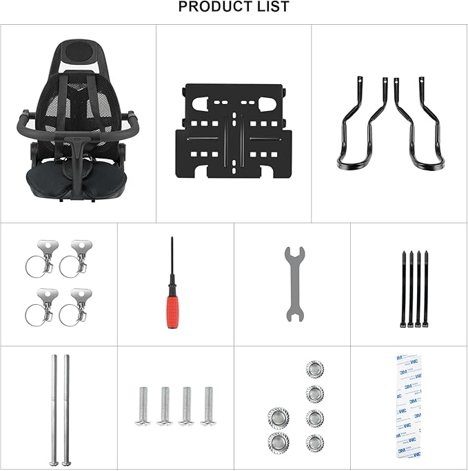 Rear Child Bike Seat,Rear Mounted Child Bike Seats,Back Mount Child Seat with Back Rest Armrest Foot Pedals,Width Adjustable Bicycle Rear Seat,Fits All Bicycle Rear Frames
