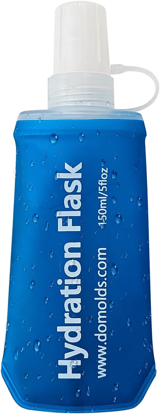 150ml Soft Flask Folding TPU Hydration Flask Running Water Bottle(5.29 oz), Water Pouch for Running Vest, Hiking, Cycling (Blue 150ml)