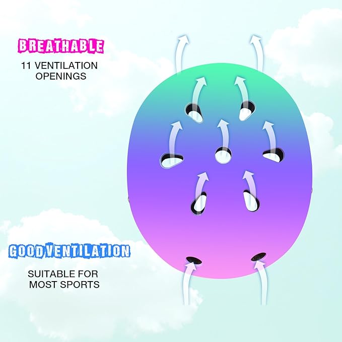 Color Gradient Adjustable Bike Helmet with Knee and Elbow Pads - Kids Toddler Boys and Girls Skateboard Helmet for Ages 3-14 | Ideal for Riding, Scooters, Inline Skating, Longboarding, Roller Skating